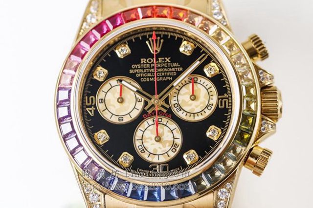 勞力士手錶 Rolex全新彩虹圈迪通拿Daytona 緞紋字面 Rolex高端男士腕表  hds1052